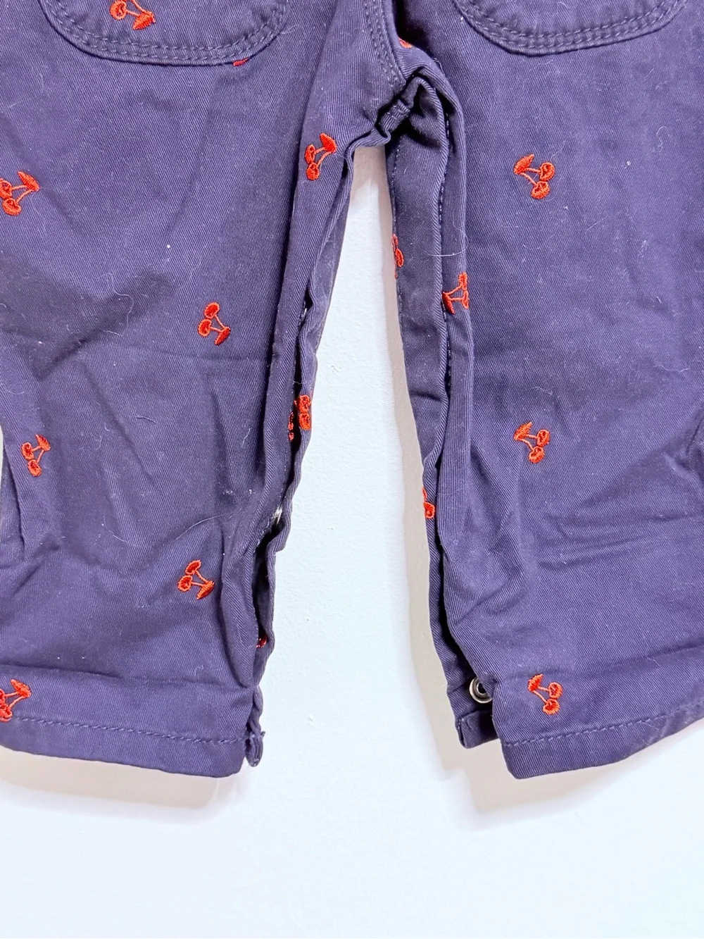 OshKosh Baby/Toddler Denim Overalls Dark Blue with Cherries Size 12 Months NWT